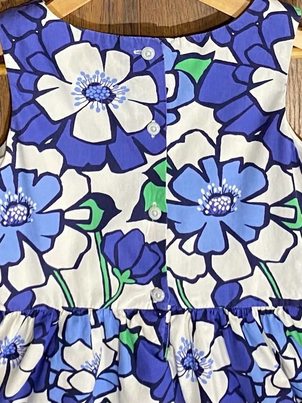 Gymboree Girls Spring Prep Blue, White and Green Floral Sleeveless Dress Size 6